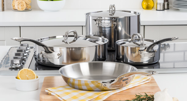 5-Ply Hard Stainless Steel Cookware Set - 10 Piece, Viking